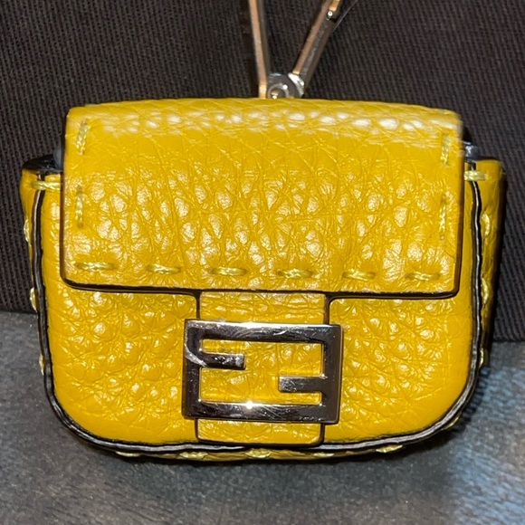 Fendi Preloved EarPod holder 100% authentic color is yellow with silver hardware - Picture 2 of 9